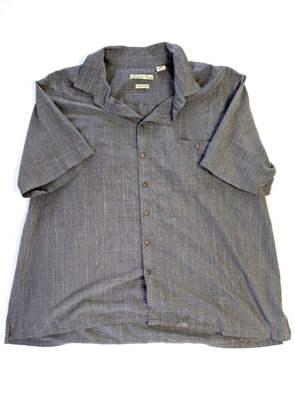 Batik Bay Gray Shirt - Men's "2XB" (2XL) - Rayon Button Down Short Sleeve (Fair)